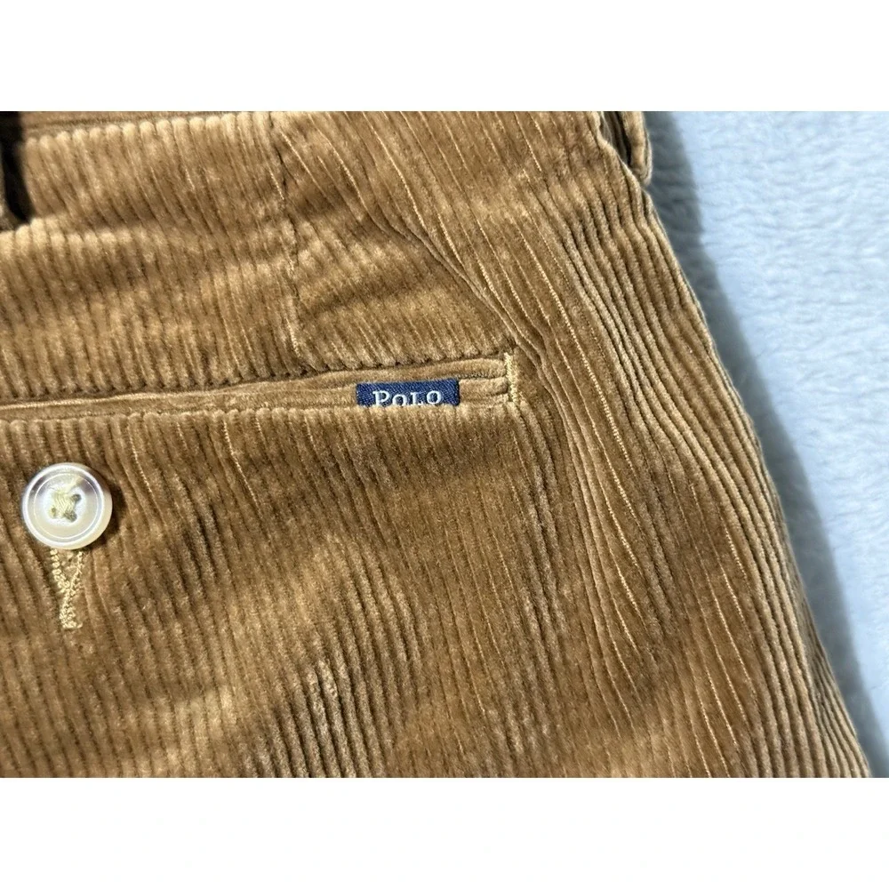 Polo Ralph Lauren Corduroy Pants Mens 35x28 Brown‎ Classic Fit Stretch